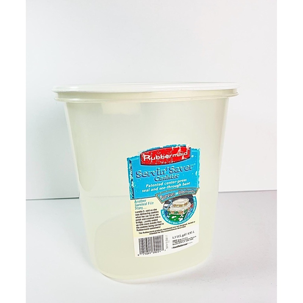 Rubbermaid vintage 90s canister 21 cup size #7 white lid storage container